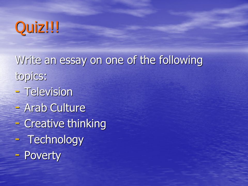 write an essay on one of the following topics